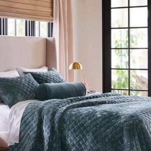 Threshold king Velvet Quilt in Slate Blue